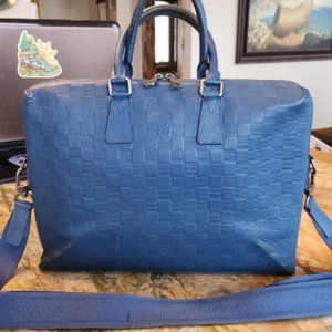 Authentic LOUIS VUITTON $2,870 Jules Damier Infini Blue Leather Bag Tote Busines